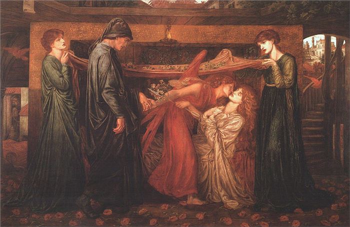Dante Gabriel Rossetti, Dante's Dream at the Time of the Death of Beatrice, Oil on Canvas, 85" x 123", 1871